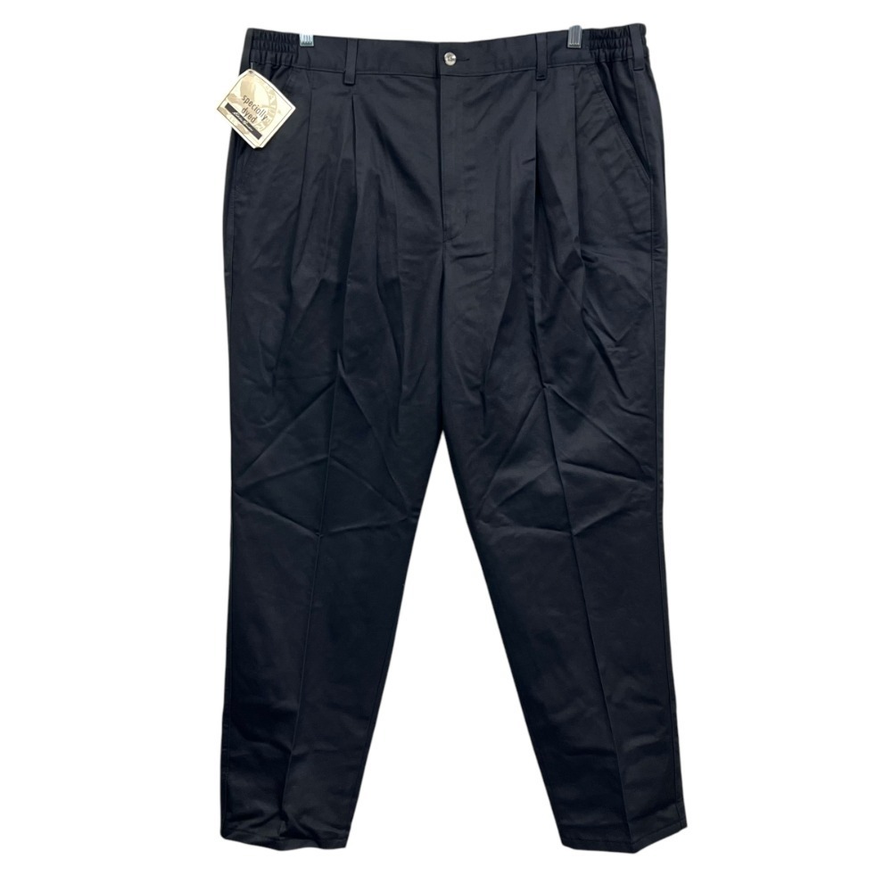 Eddie Bauer Men Chino Pants Elastic Waistband Pleated Slash Pockets Black W44*